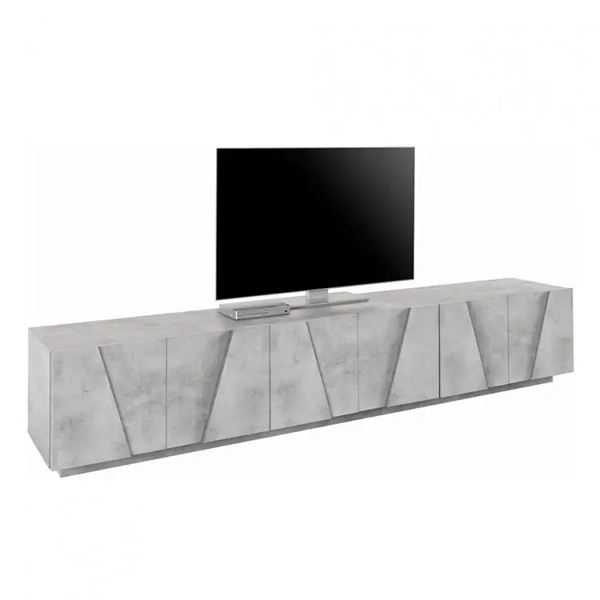 Porta TV PING Moderna con 6 Ante a Battente - Colore Cemento - Image 2