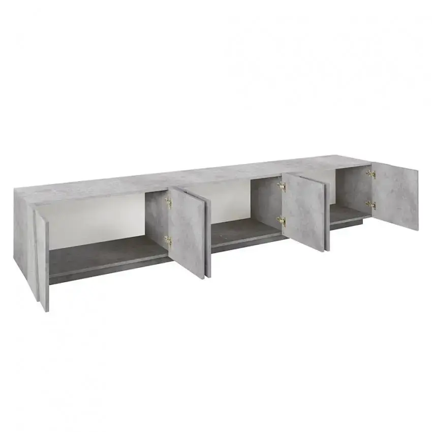 Porta TV PING Moderna con 6 Ante a Battente - Colore Cemento - Image 3