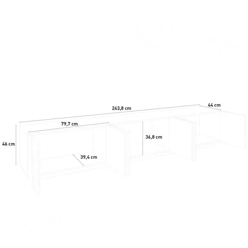 Porta TV PING Moderna con 6 Ante a Battente - Colore Cemento - Image 4