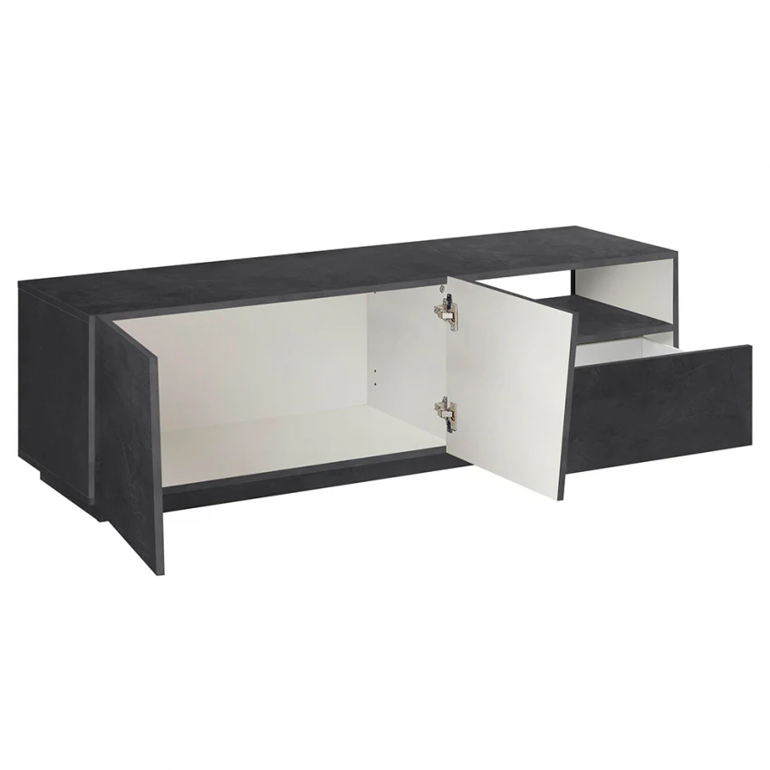 Porta TV Moderno con 2 Ante Battenti e 1 Cassetto - Modello VEGA, Colore Ardesia da 150 cm - Image 3
