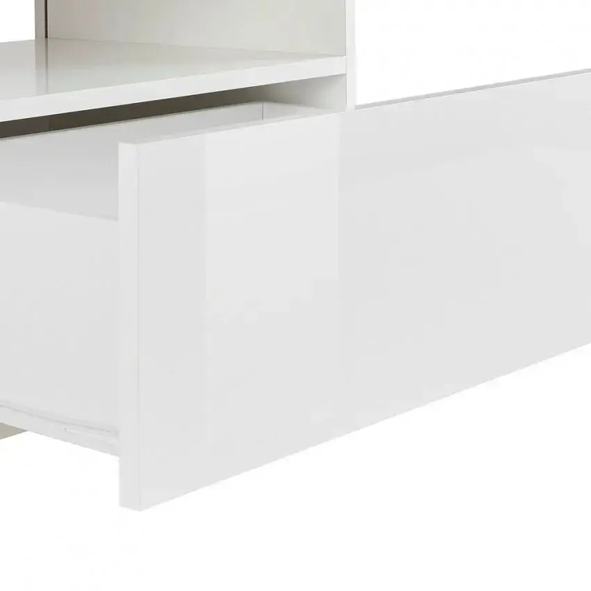 Porta TV Vega moderno con 2 ante battente e 1 cassetto - Bianco lucido - Image 6