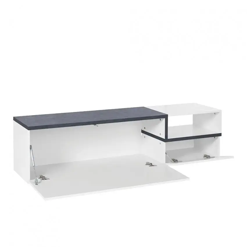 Porta TV ZET 160 - Moderno, 1 Grande Anta Ribalta, 1 Piccola Anta Ribalta, Bianco Ardesia - Image 3