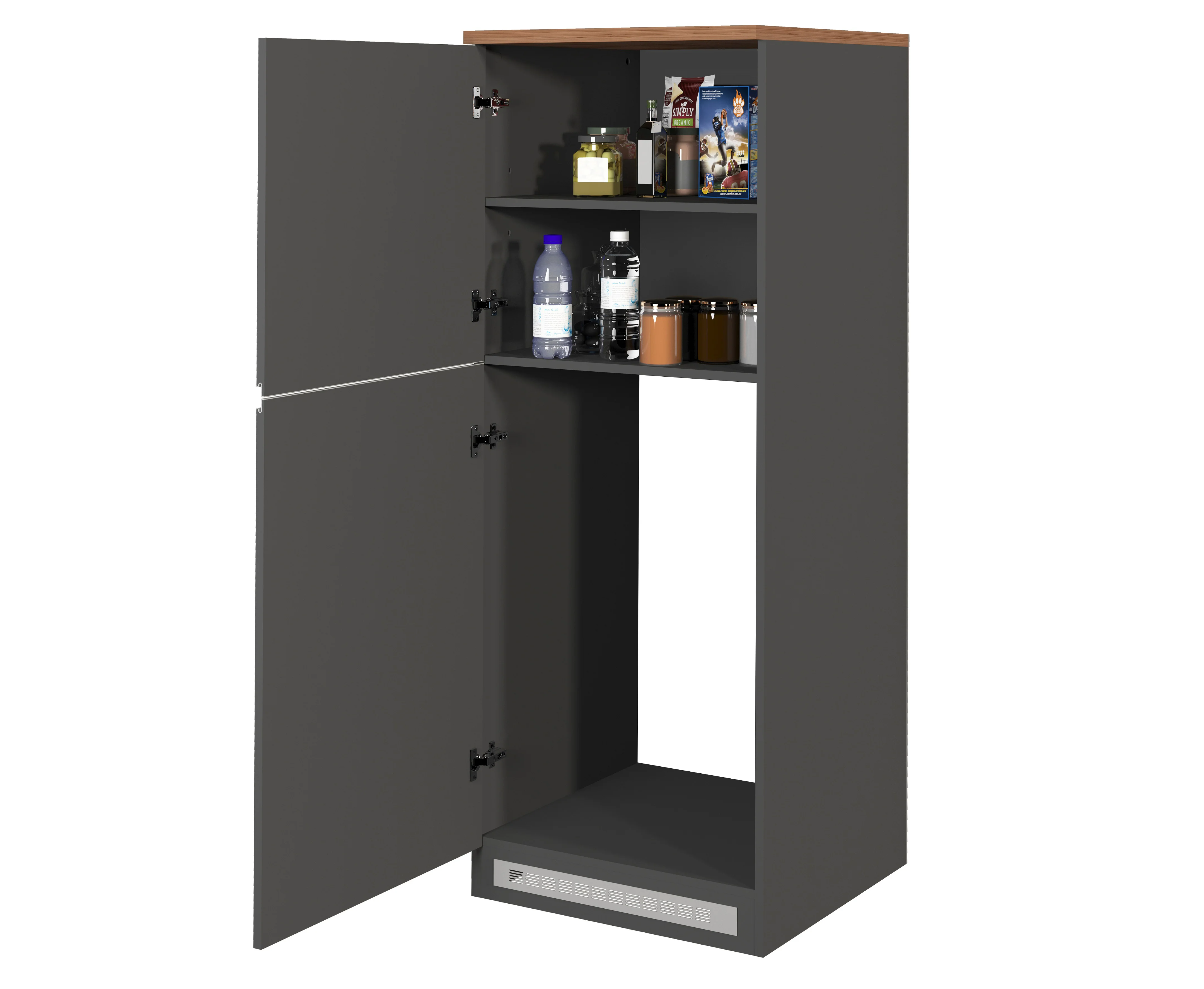 Colonna Porta Frigo SOLE - Antracite e Rovere Wotan, Design Moderno