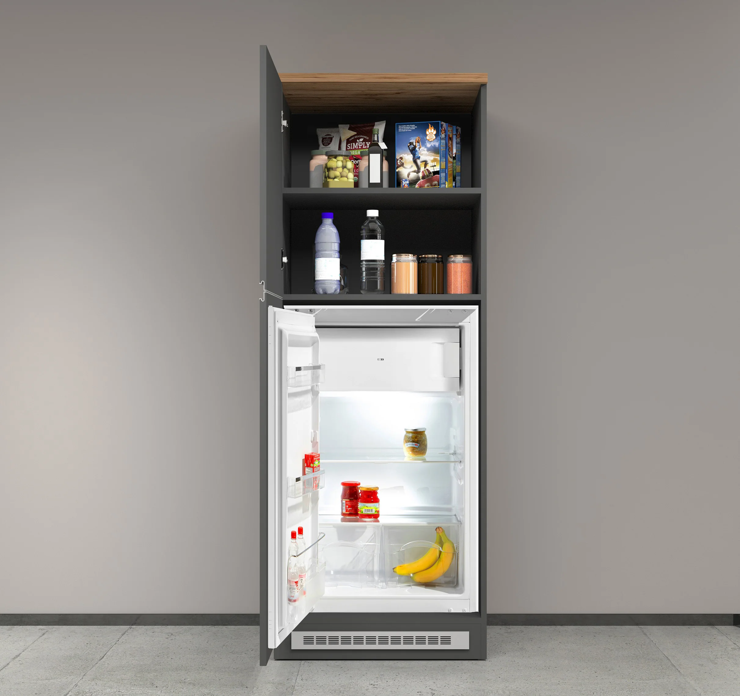 Colonna Porta Frigo SOLE - Antracite e Rovere Wotan, Design Moderno - Image 4