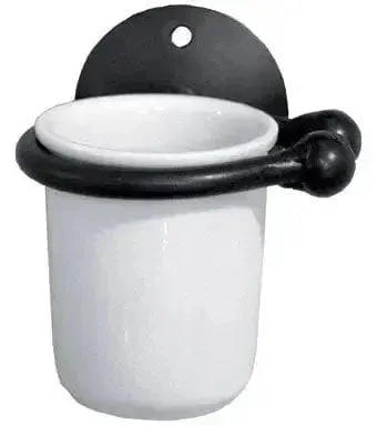 Portaspazzolino ferro battuto e ceramica