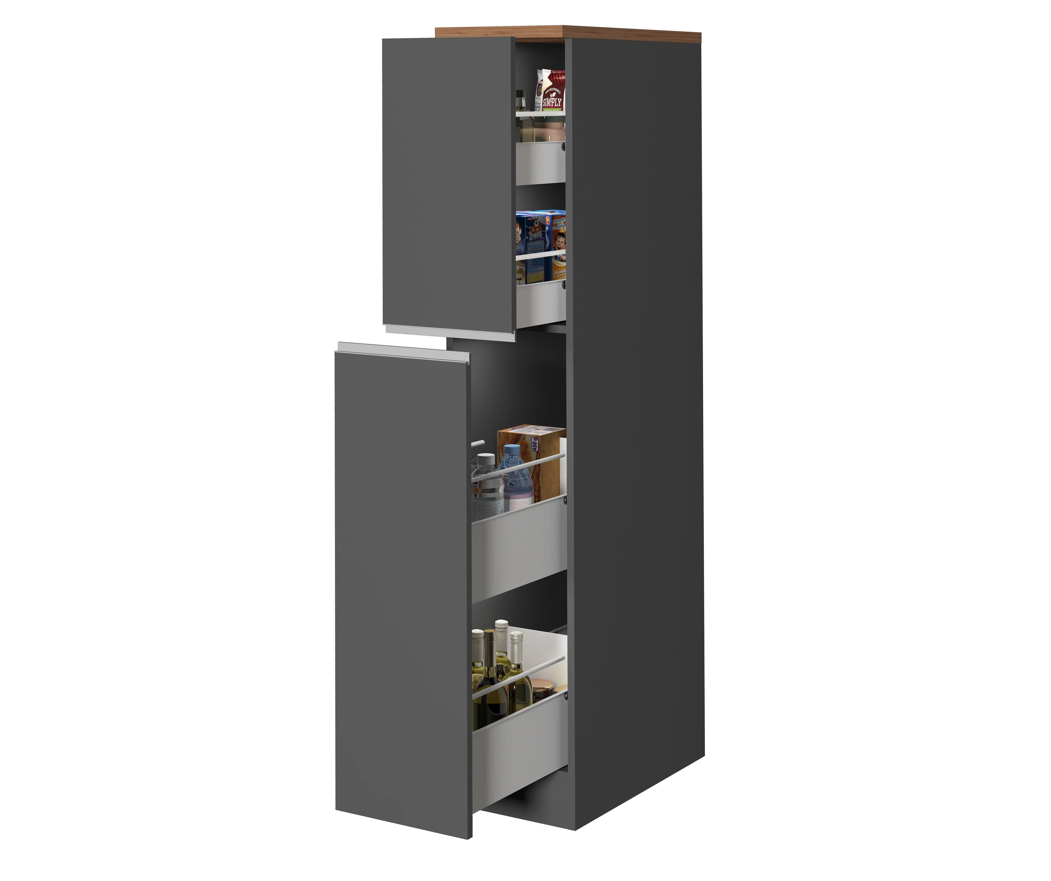 Colonna Portaspezie SOLE - Mobile Cucina con 2 Cassetti, 4 Scomparti e Soft Close