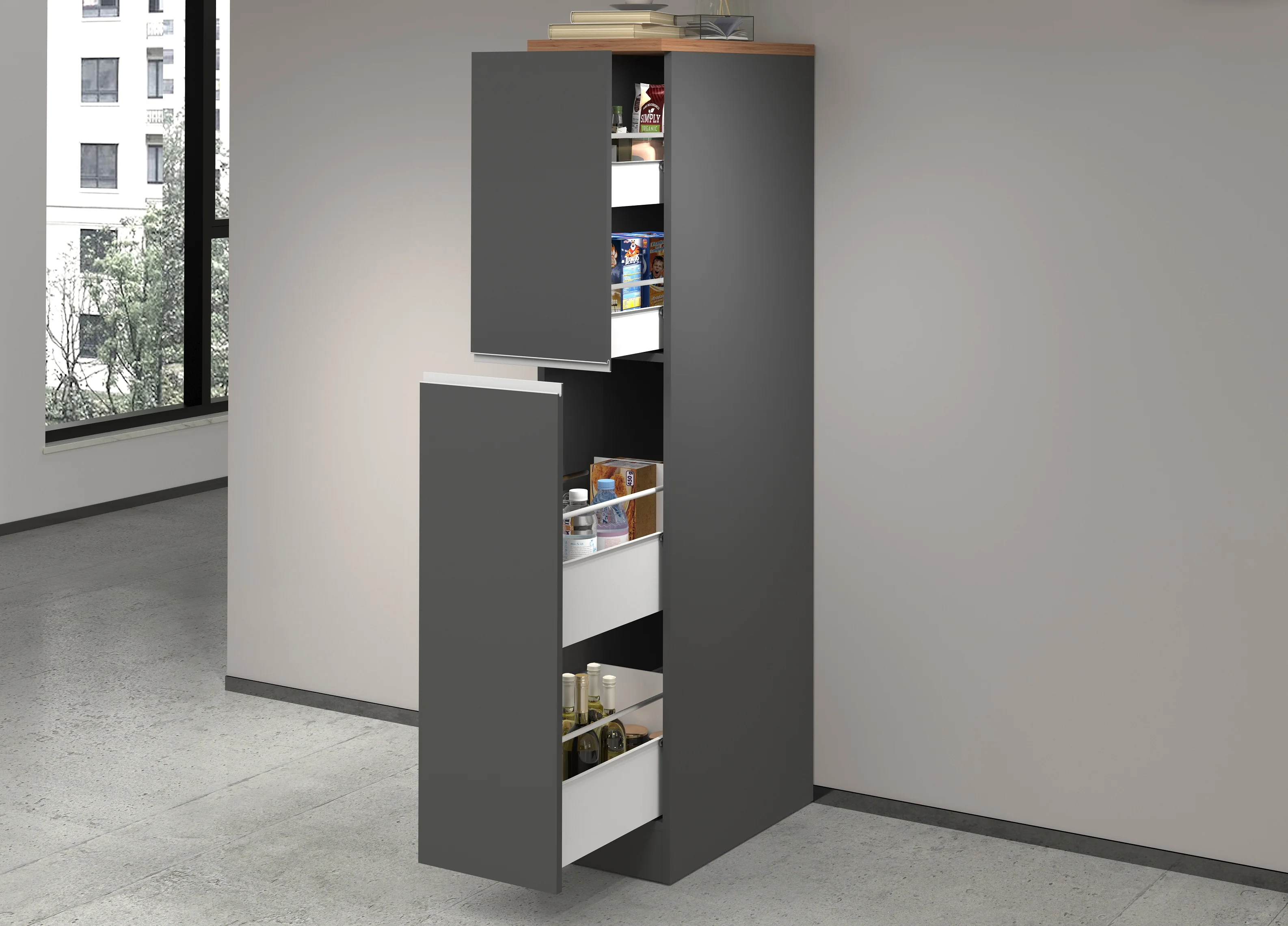 Colonna Portaspezie SOLE - Mobile Cucina con 2 Cassetti, 4 Scomparti e Soft Close - Image 5