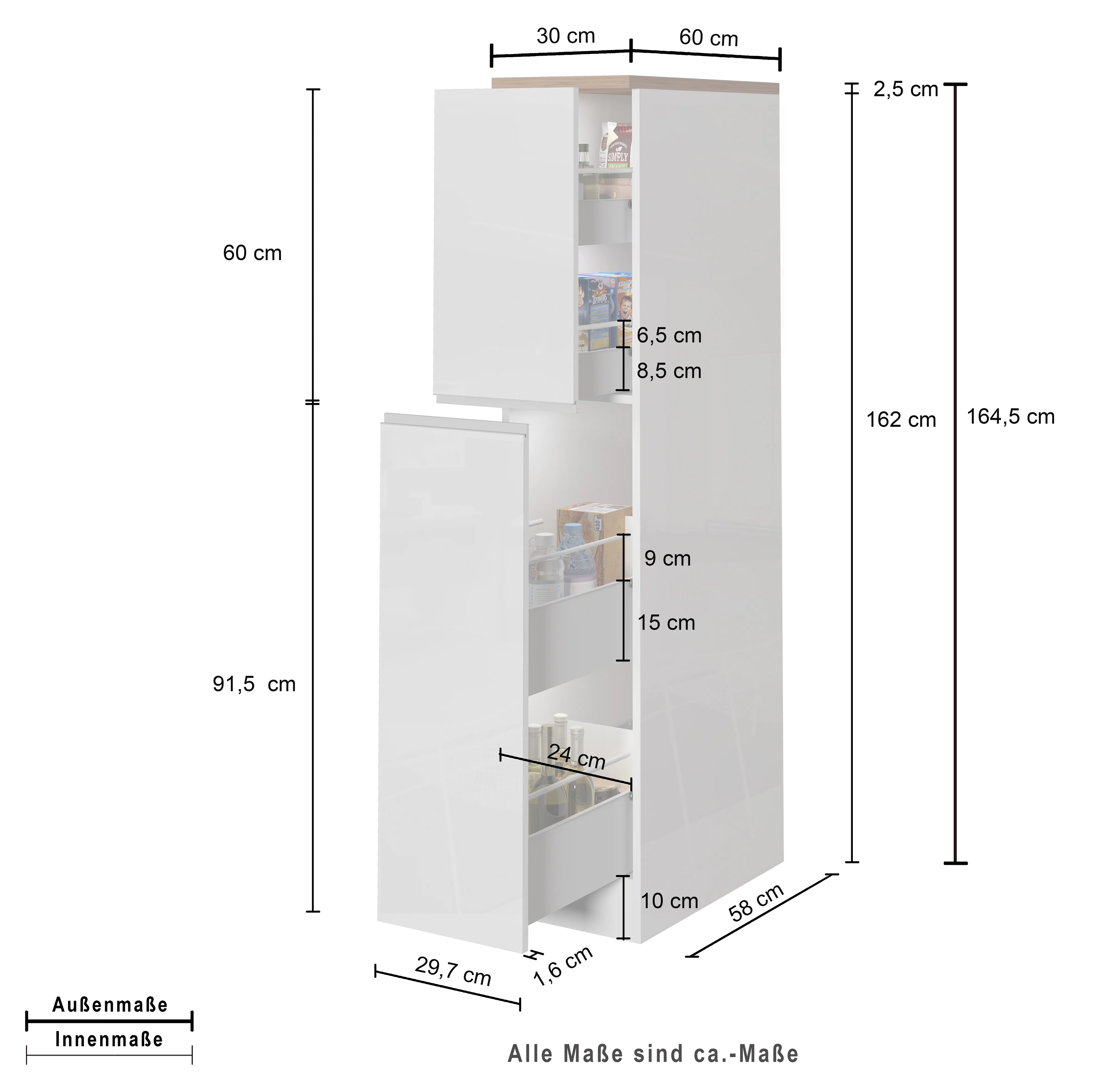 Colonna Portaspezie SOLE - Bianco/Rovere Wotan, Moderna e Elegante - Image 8