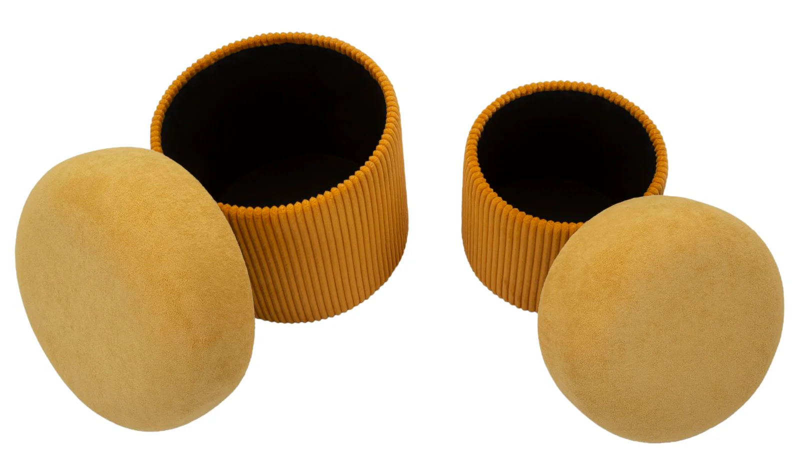 Puff C/Contenitore Aspen Senape Set 2 Pz Ø 42X44-35X37 - Image 4