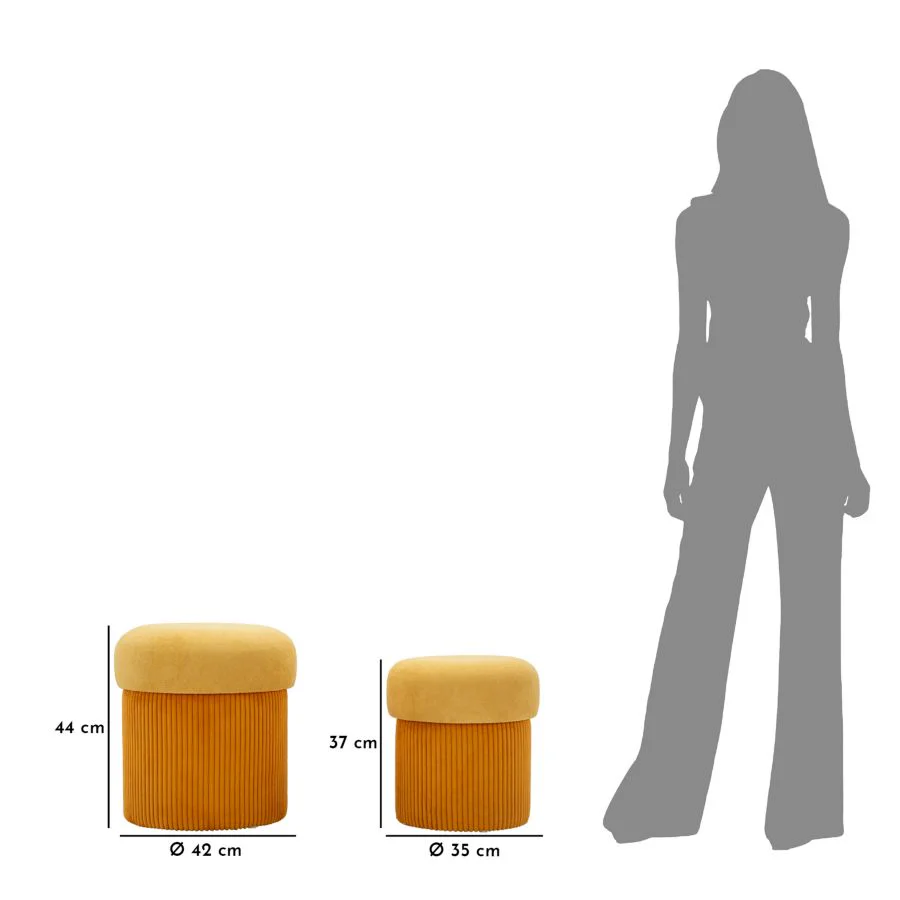 Puff C/Contenitore Aspen Senape Set 2 Pz Ø 42X44-35X37 - Image 8