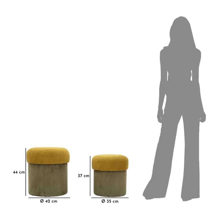 Puff C/Contenitore Aspen Verde Set 2 Pz Ø 42X44-35X37 - Image 8