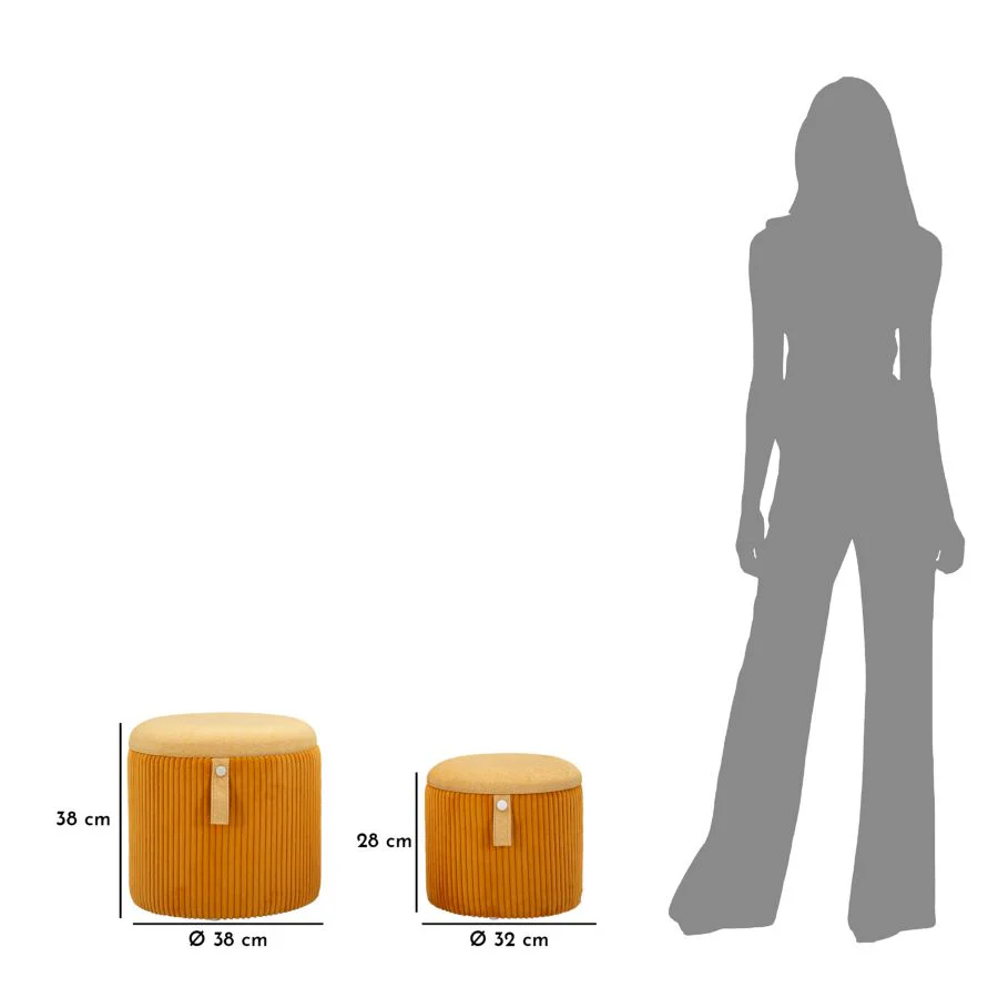 Puff C/Contenitore Bolzano Senape Set 2 Pz Ø 38X38-32X28 - Image 10