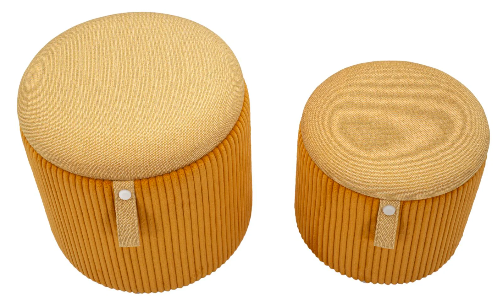 Puff C/Contenitore Bolzano Senape Set 2 Pz Ø 38X38-32X28 - Image 2