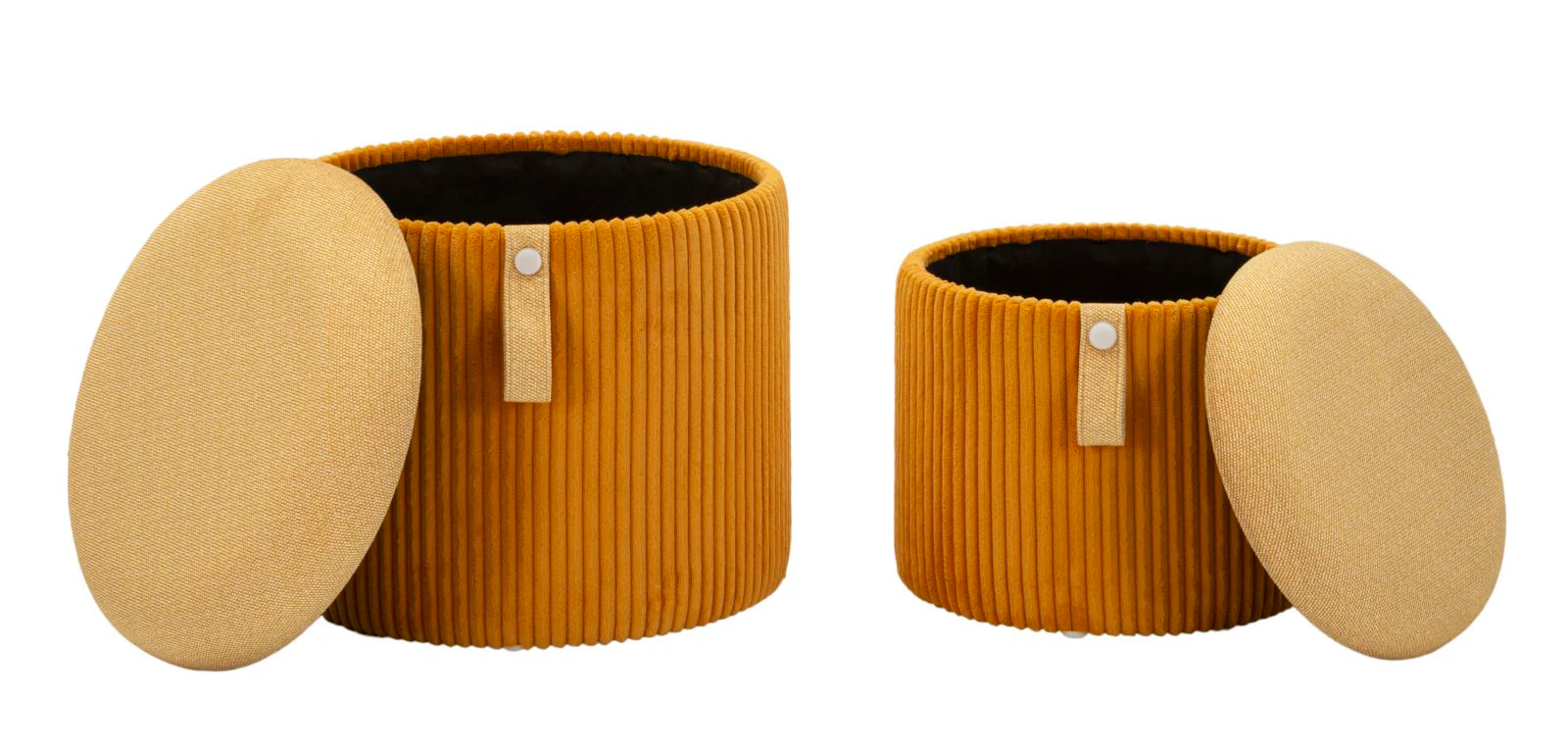 Puff C/Contenitore Bolzano Senape Set 2 Pz Ø 38X38-32X28 - Image 6