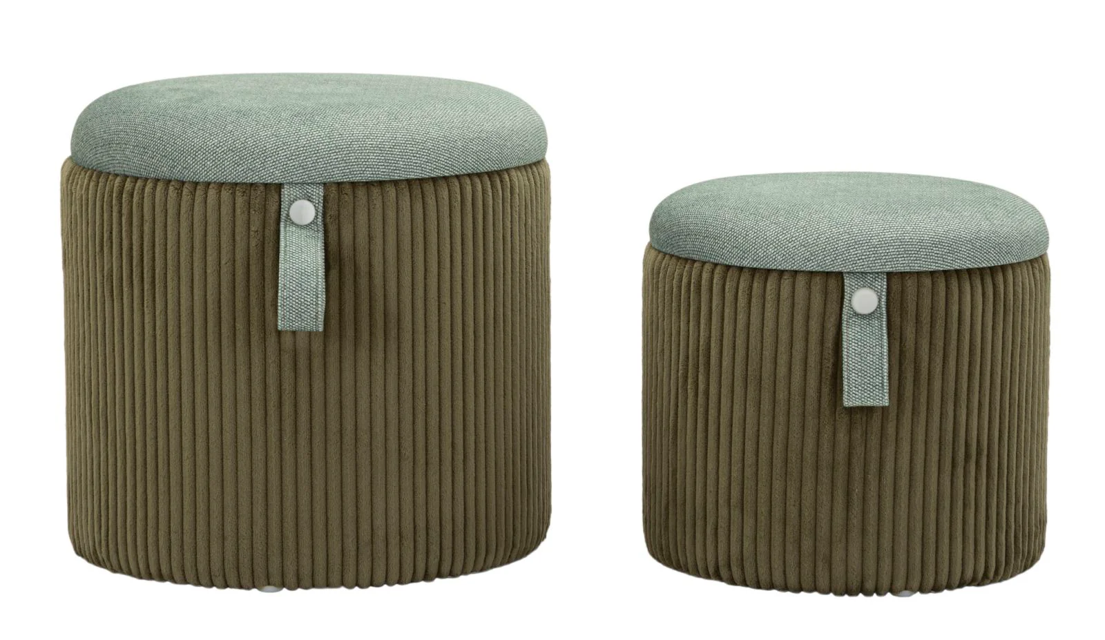 Puff C/Contenitore Bolzano Verde Set 2 Pz Ø 38X38-32X28