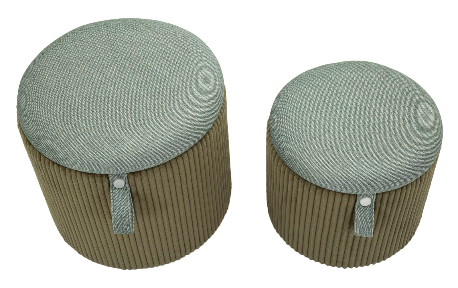 Puff C/Contenitore Bolzano Verde Set 2 Pz Ø 38X38-32X28 - Image 2