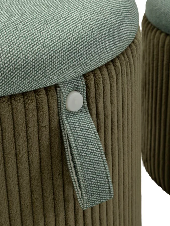 Puff C/Contenitore Bolzano Verde Set 2 Pz Ø 38X38-32X28 - Image 3