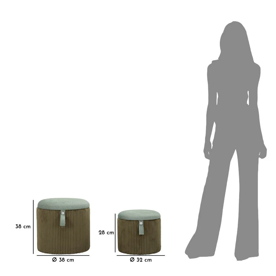 Puff C/Contenitore Bolzano Verde Set 2 Pz Ø 38X38-32X28 - Image 9