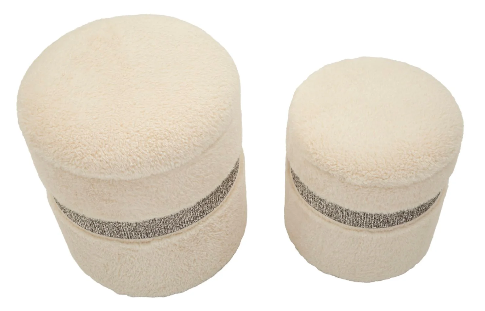 Puff C/Contenitore Saint-Moritz Crema Set 2 Pz Ø 40X47-32X38 - Image 2