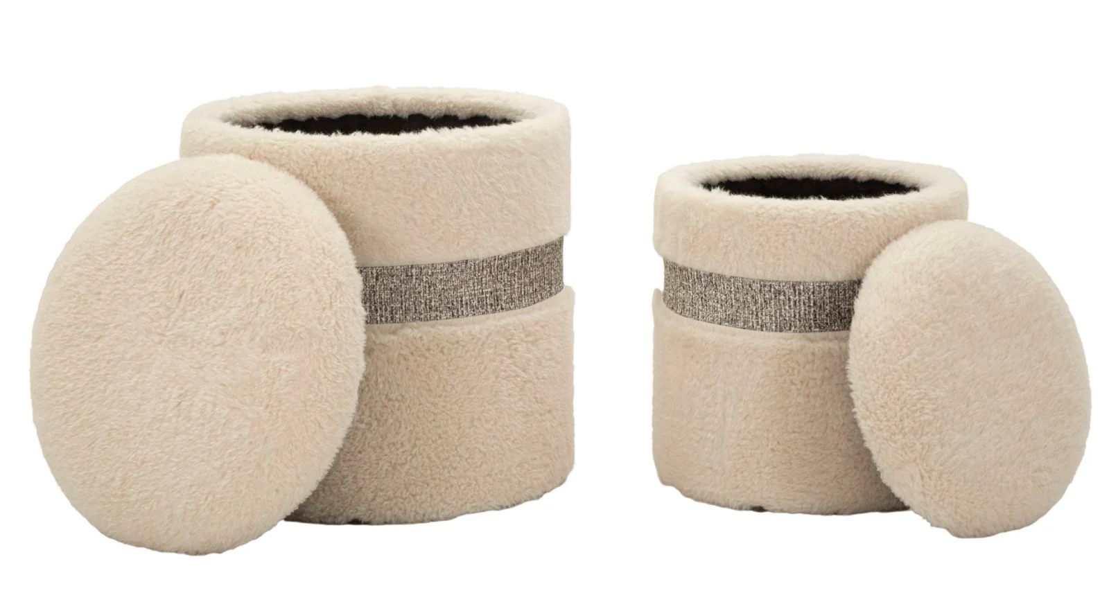 Puff C/Contenitore Saint-Moritz Crema Set 2 Pz Ø 40X47-32X38 - Image 7