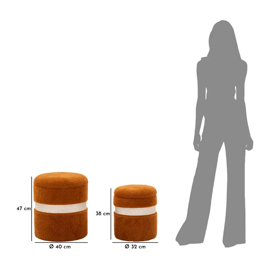 Puff C/Contenitore Saint-Moritz Marrone Set 2 Pz Ø 40X47 - Image 10