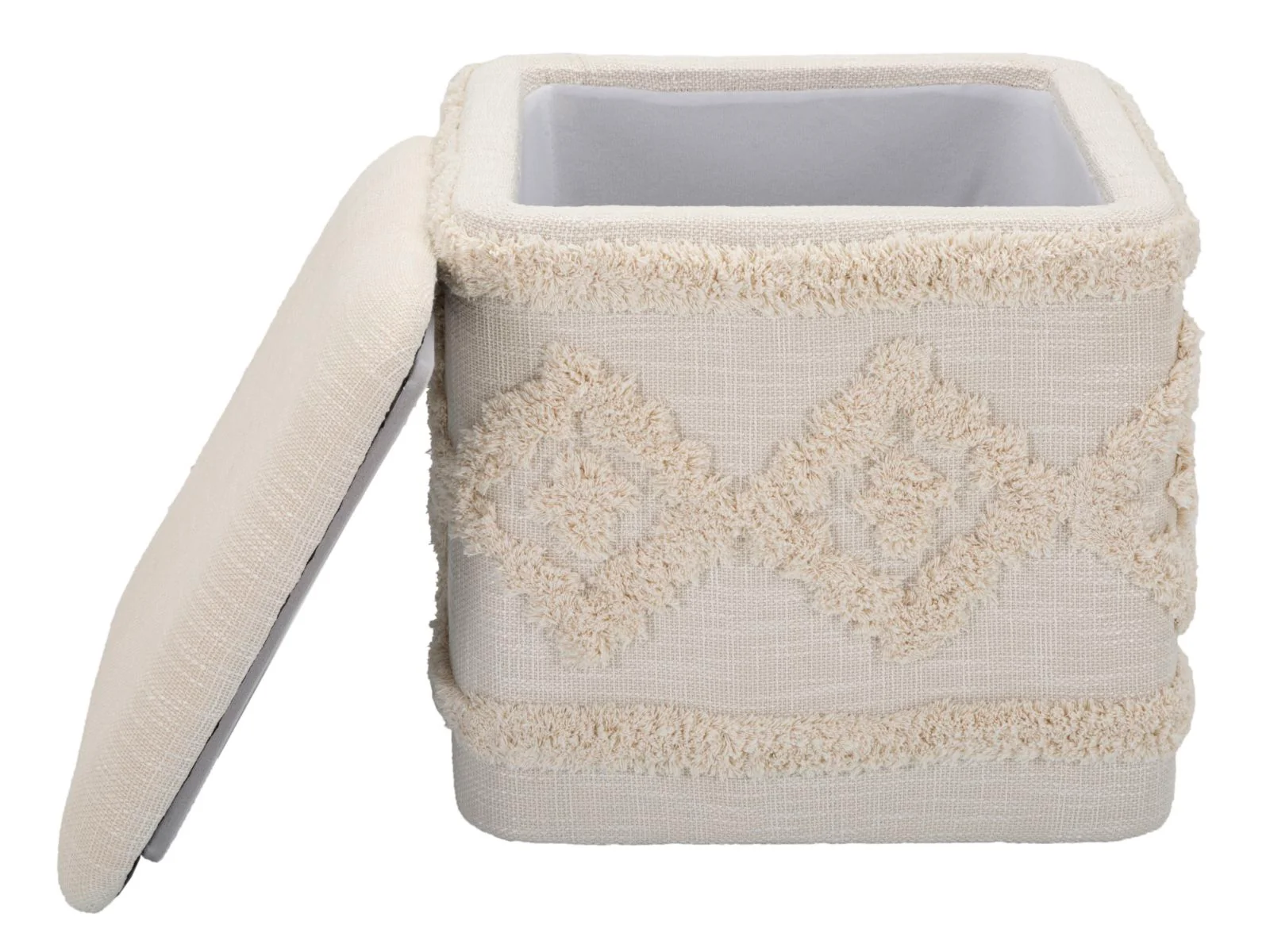 Pouf Contenitore Elegante in Tessuto Damasco Quadrato 40x40x40 cm - Image 3