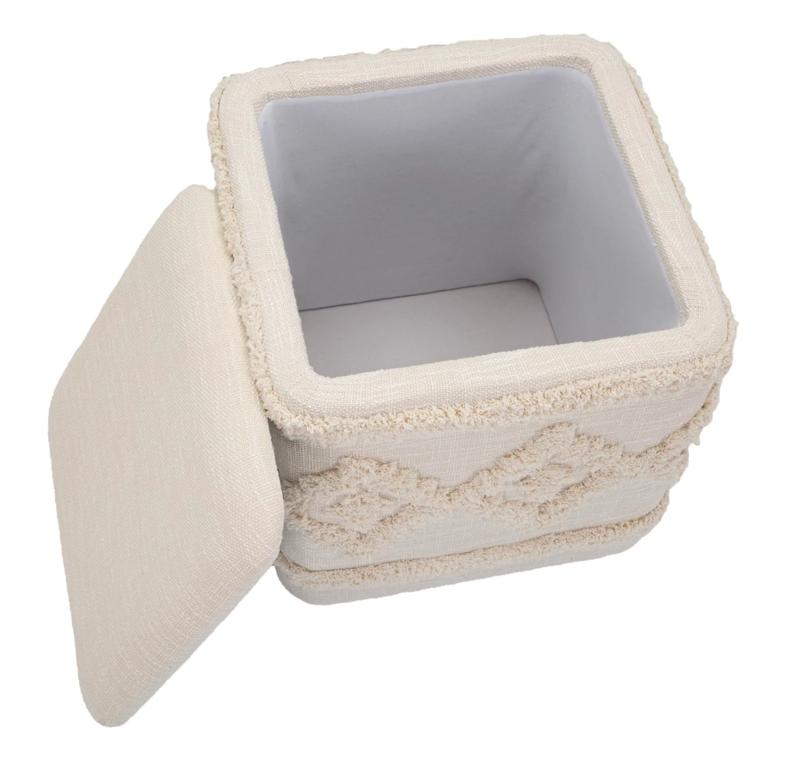 Pouf Contenitore Elegante in Tessuto Damasco Quadrato 40x40x40 cm - Image 6