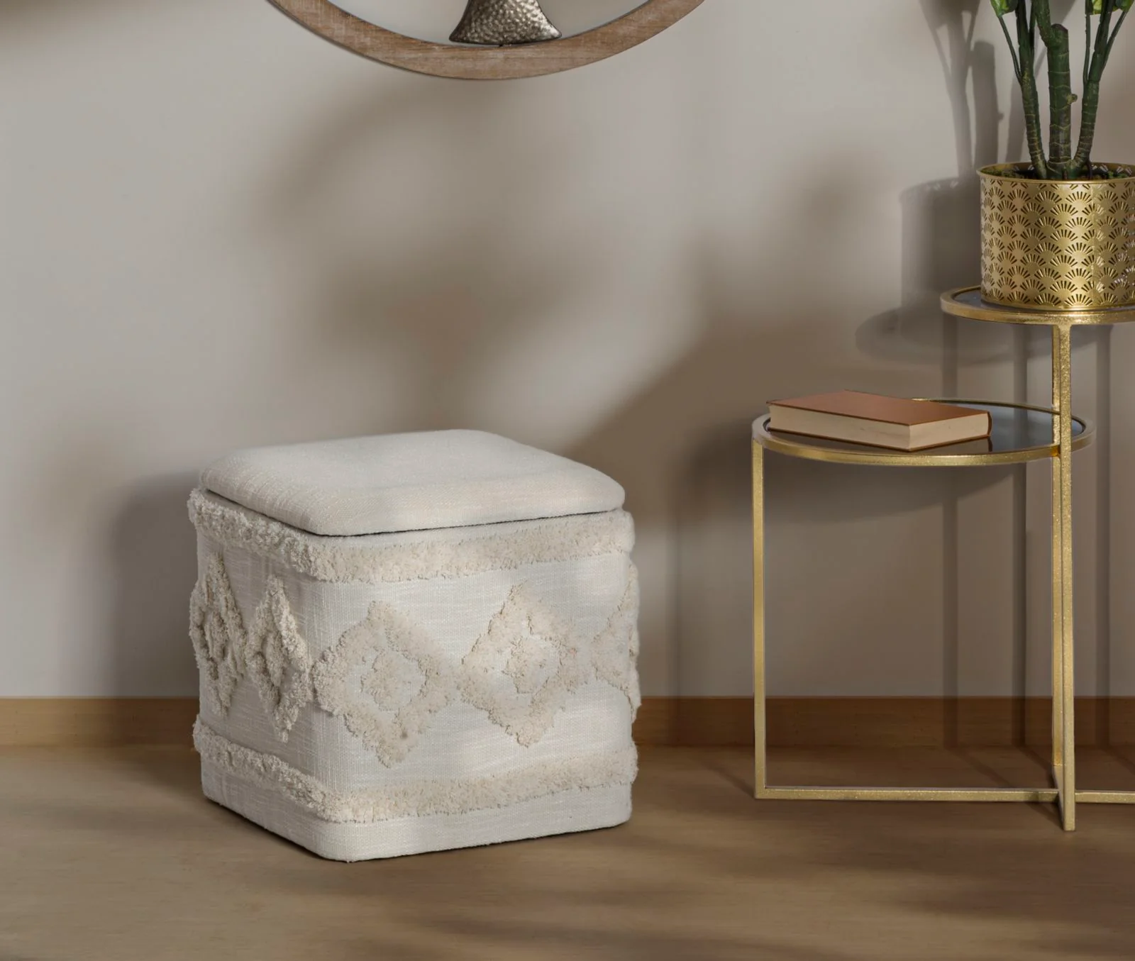 Pouf Contenitore Elegante in Tessuto Damasco Quadrato 40x40x40 cm - Image 7