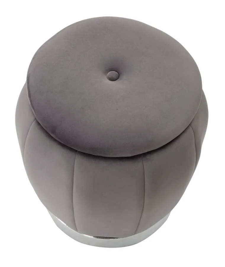 Pouf Contenitore Chic Paris Grigio/Silver Ø 43 cm - Image 2