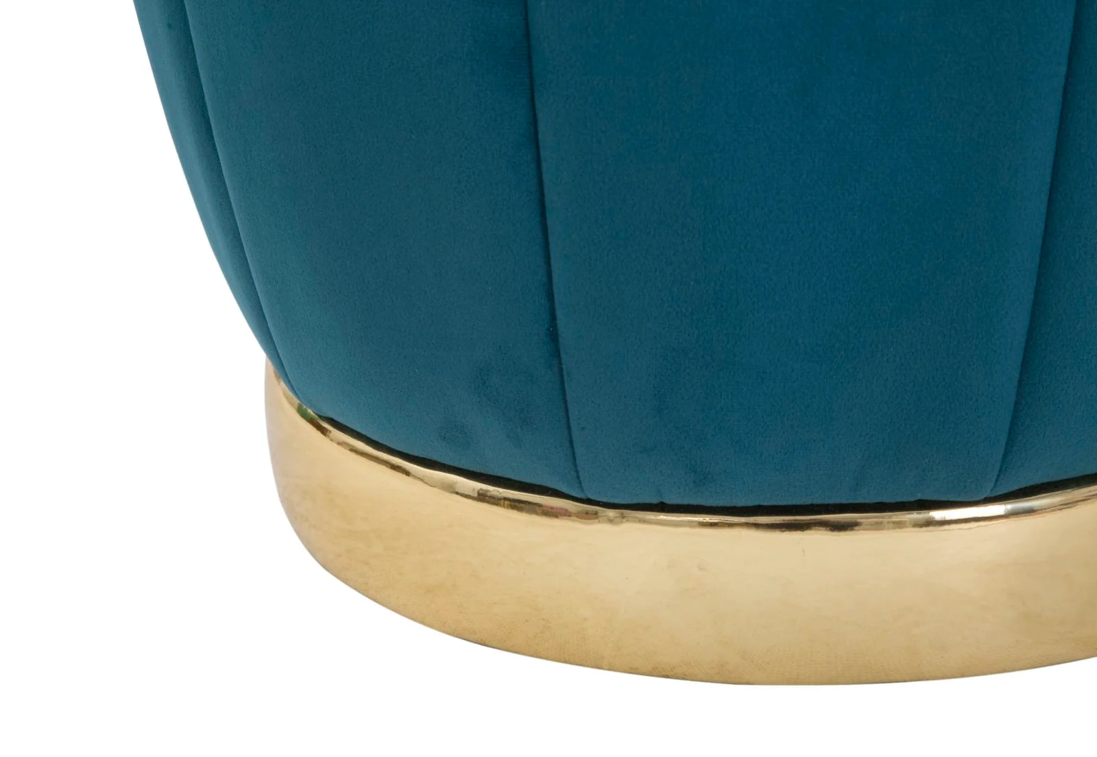 Pouf Contenitore Paris in Velluto Ottanio e Oro - Ø 43x43 cm - Image 4