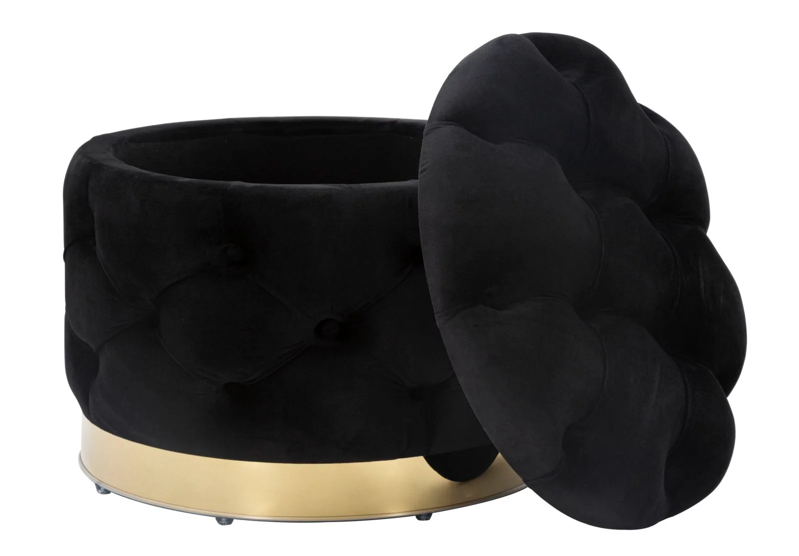 Pouf Contenitore Elegante Nero Ø 55x42 cm - Image 5