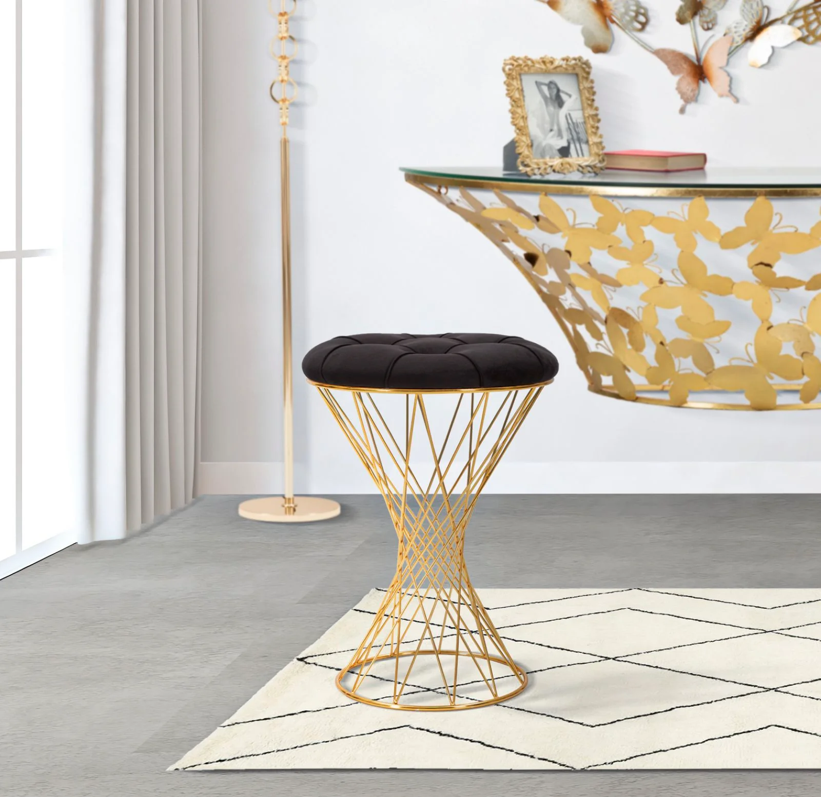 Pouf Torre Elegante Nero Ø 41x50 - Image 6
