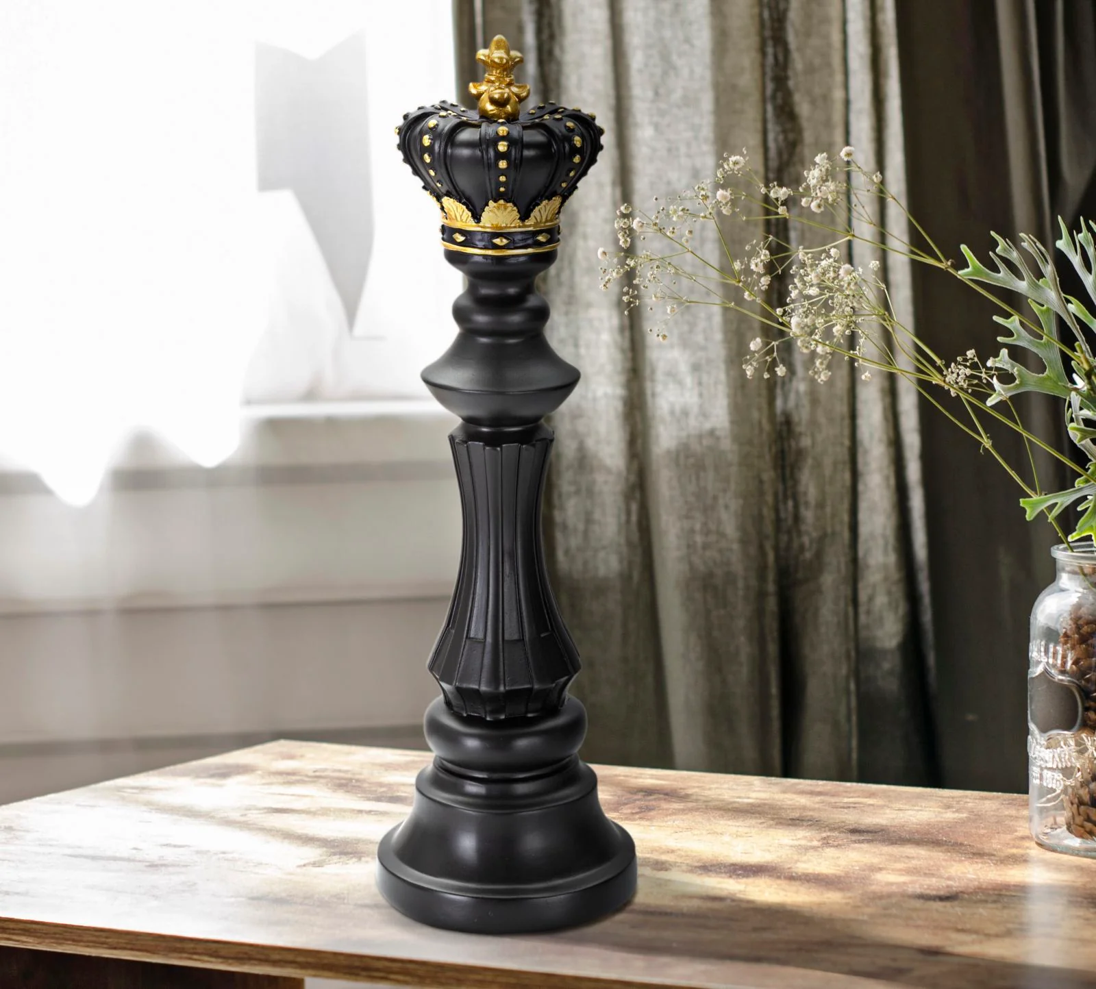 Re degli Scacchi Nero e Oro - Eleganza Strategica cm ø 13x40,5 - Image 5