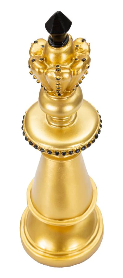 Re degli Scacchi in Oro e Nero - Scultura Elegante cm Ø 11x32,5 - Image 2
