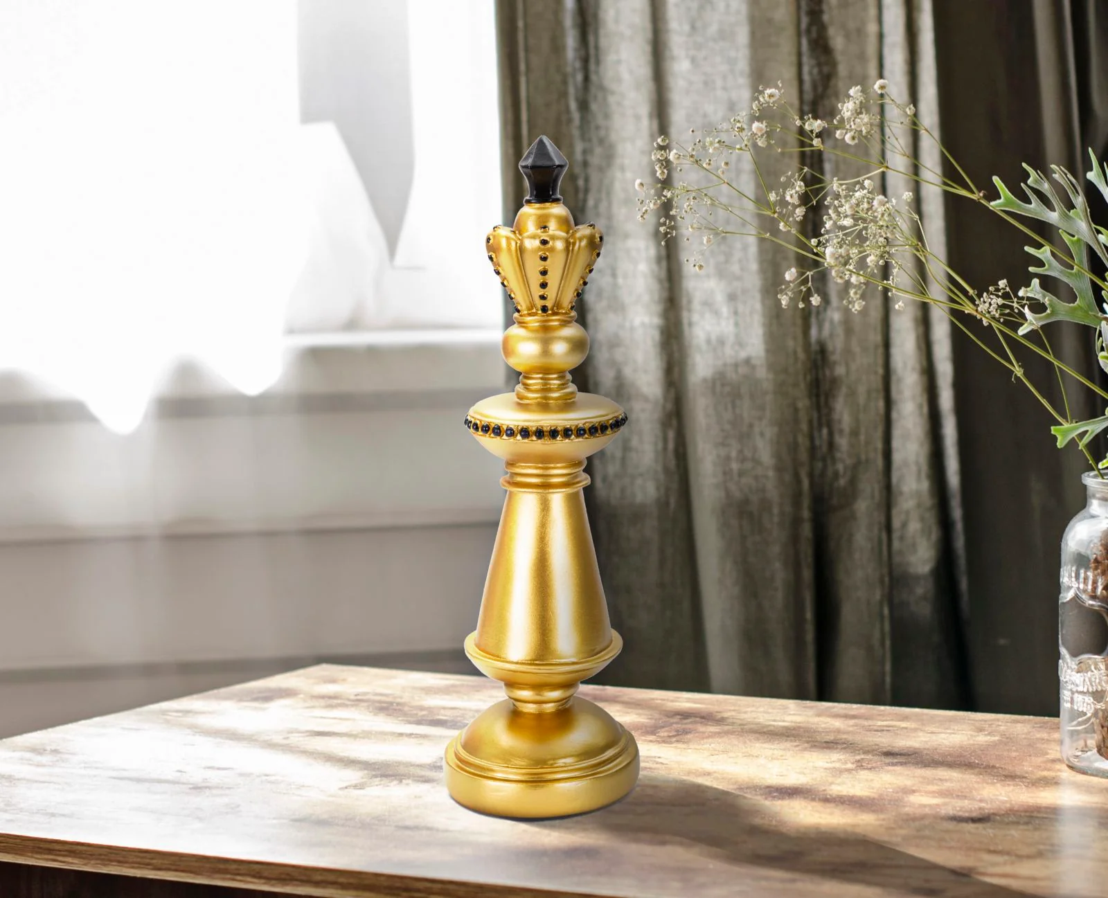 Re degli Scacchi in Oro e Nero - Scultura Elegante cm Ø 11x32,5 - Image 5
