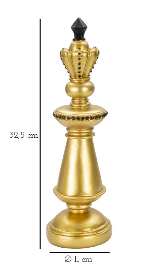 Re degli Scacchi in Oro e Nero - Scultura Elegante cm Ø 11x32,5 - Image 6