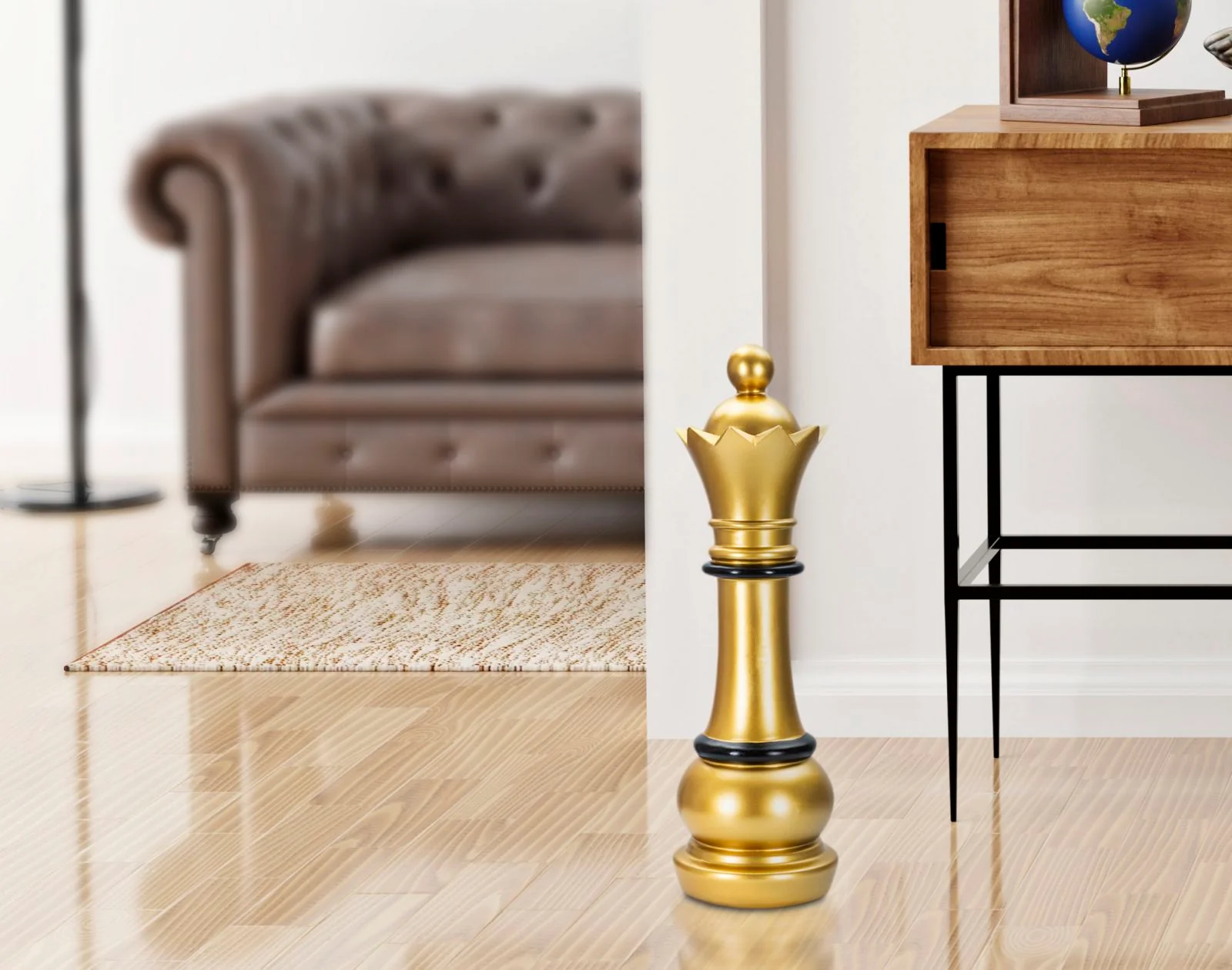 Regina degli Scacchi in Oro e Nero - Eleganza e Stile cm ø 15x50 - Image 5