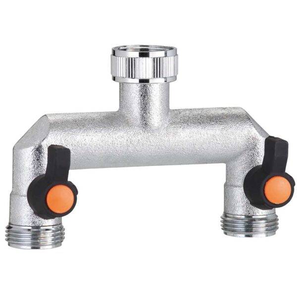 Rubinetto in Ottone Cromato a Due Vie Regolabili 3/4" con Installazione in Blister