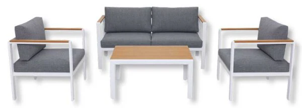 Salotto Alluminio Set Lounge 4 Pezzi - Struttura Resistente e Cuscini Sfoderabili