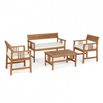 Set salotto Bali con cuscini in legno di acacia - Image 4