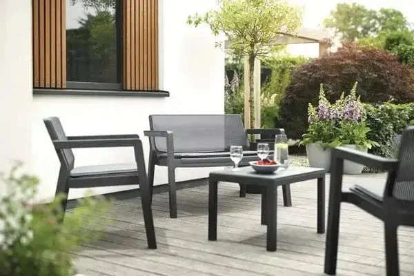 Salotto da giardino Emily Set graphite con cuscini grigi - Image 8