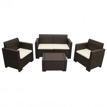 Salotto Nebraska con cuscini - struttura in wicker bianco, marrone, nero o tortora