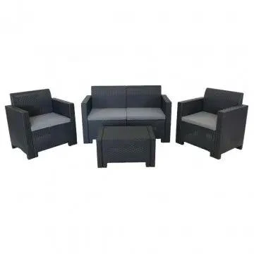 Salotto Nebraska con cuscini - struttura in wicker bianco, marrone, nero o tortora - Image 10