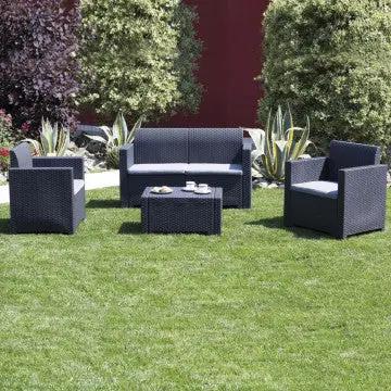 Salotto Nebraska con cuscini - struttura in wicker bianco, marrone, nero o tortora - Image 11