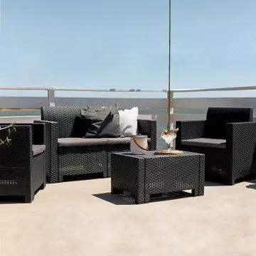 Salotto Nebraska con cuscini - struttura in wicker bianco, marrone, nero o tortora - Image 12