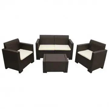 Salotto Nebraska con cuscini - struttura in wicker bianco, marrone, nero o tortora - Image 14