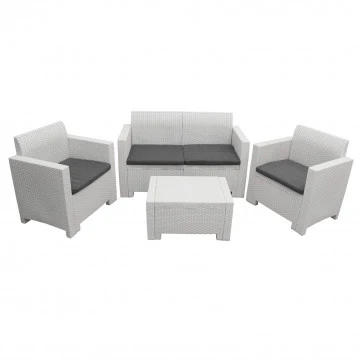 Salotto Nebraska con cuscini - struttura in wicker bianco, marrone, nero o tortora - Image 2