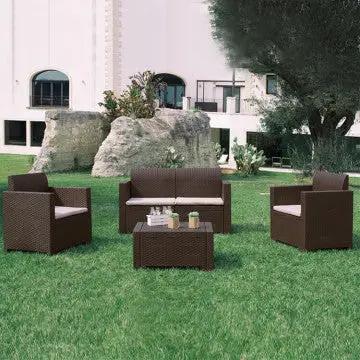 Salotto Nebraska con cuscini - struttura in wicker bianco, marrone, nero o tortora - Image 6