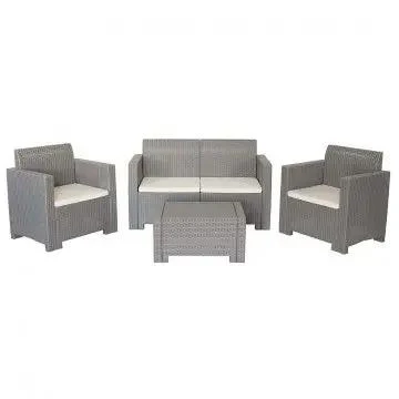 Salotto Nebraska con cuscini - struttura in wicker bianco, marrone, nero o tortora - Image 8