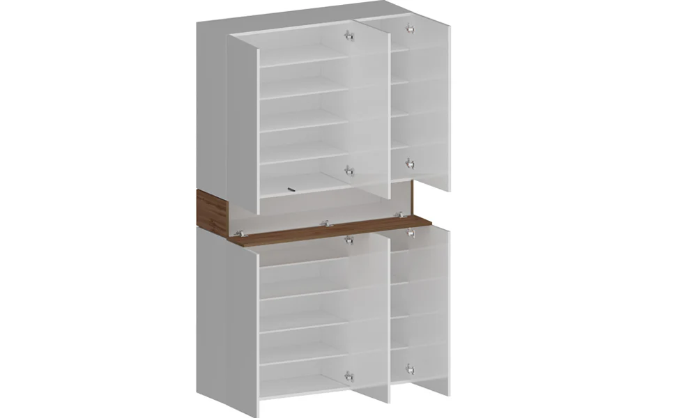 Scarpiera SAVONA 6 ante - Fino a 60 paia, bicolore bianco/rovere Made in Italy - Image 2